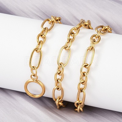 Ion Plating(IP) 304 Stainless Steel Figaro Chain Necklaces NJEW-O124-03G-1