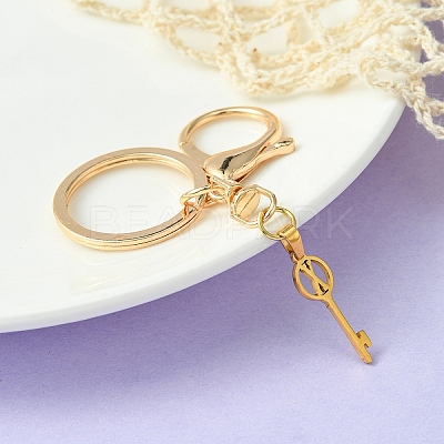 304 Stainless Steel Initial Letter Key Charm Keychains KEYC-YW00004-24-1