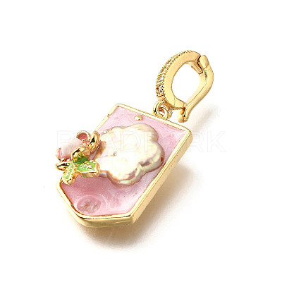 Brass Micro Pave Cubic Zirconia & Enamel Pendants KK-R222-16G-03-1