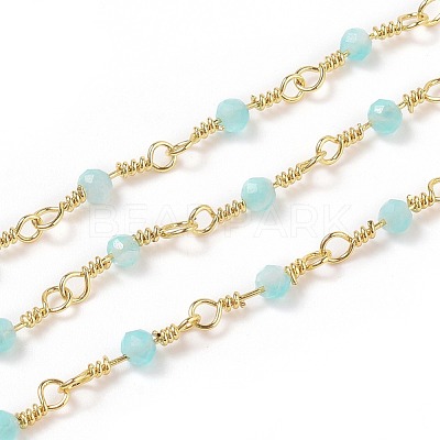 3.28 Feet Natural Amazonite Handmade Beaded Chains X-CHC-K008-A04-1