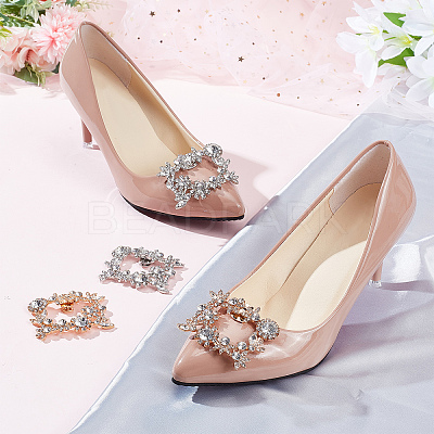 4Pcs 2 Colors Alloy Crystal Rhinestone Wedding Shoe Decorations FIND-CP0001-41B-1