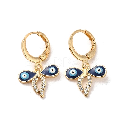 Evil Eye Golden Brass Dangle Leverback Earrings EJEW-Q797-01A-G-1