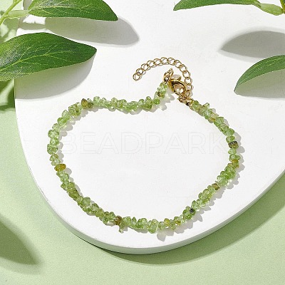 Natural Peridot Anklets AJEW-AN00592-09-1