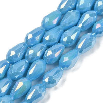 Opaque Solid Color Electroplate Glass Beads Strands EGLA-N013-P10mm-B10-1