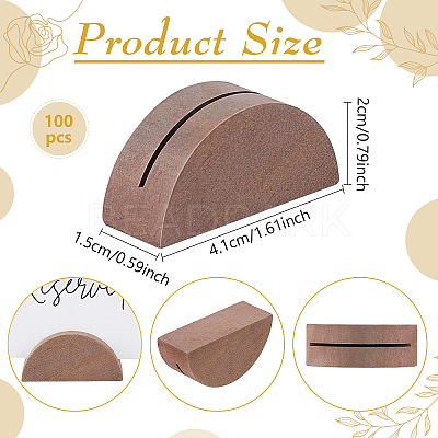 100Pcs Half Round Wood Name Card Holder DJEW-WA0001-07B-1