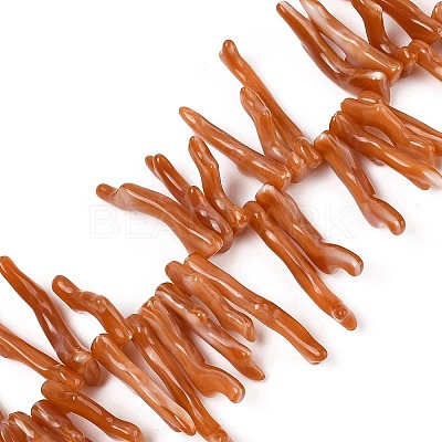 Opaque Acrylic Imitation Coral Beads Strands SACR-P033-01A-09-1