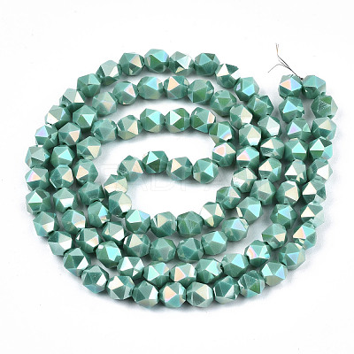 Electroplate Opaque Glass Beads Strands X-EGLA-T019-05N-1