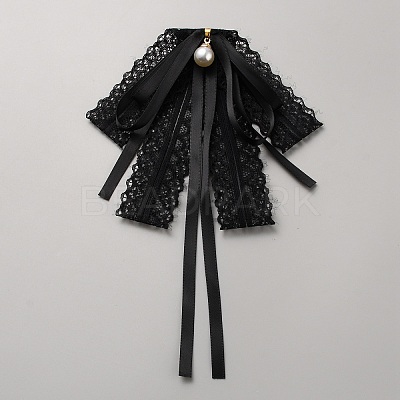 Bowknot Polyester Gauze Brooch AJEW-WH20006-14A-1