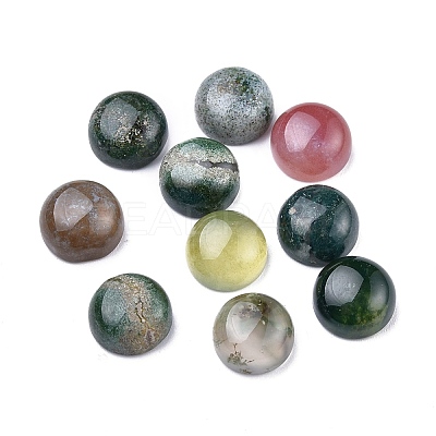 Natural Indian Agate Cabochons G-P393-R67-8MM-1