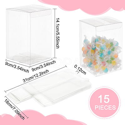 15Pcs Rectangle Transparent Plastic PVC Box Gift Packaging CON-BC0007-10-1