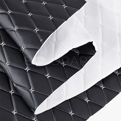 Rhombus Pattern PVC Leather Quilted Foam Backed Fabric FIND-WH0420-138-1