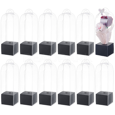 Transparent PVC Single Rose Flower Packaging Boxes ABAG-WH0045-32C-1