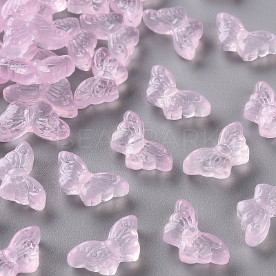 Transparent Spray Painted Glass Beads GLAA-S190-018F-01-1