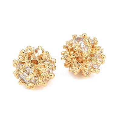 Brass Micro Pave Clear Cubic Zirconia Beads KK-A298-01G-1