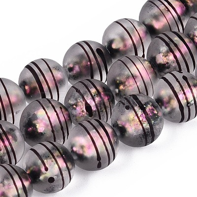Frosted Handmade Foil Glass Beads Strands FOIL-Q002-02C-1