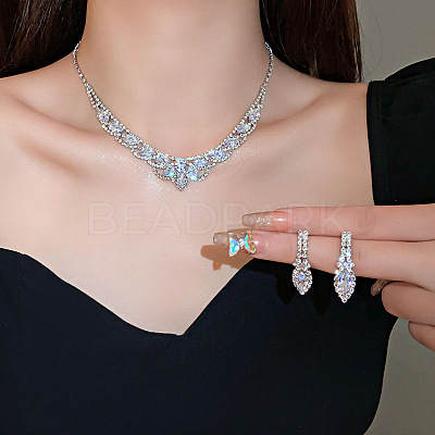 Teardrop Brass Rhinestone Jewerly Sets WGFAAA4-04-1