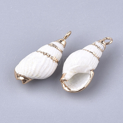 Electroplate Spiral Shell Pendants SSHEL-S251-15-1