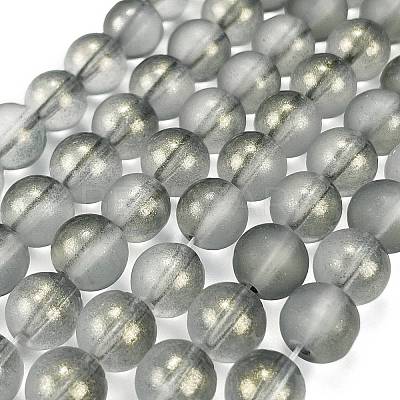 Frosted Transparent Glass Bead Strands X1-GLAA-P065-8mm-12-1