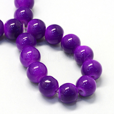 Baking Paint Glass Round Bead Strands DGLA-Q020-8mm-34-1