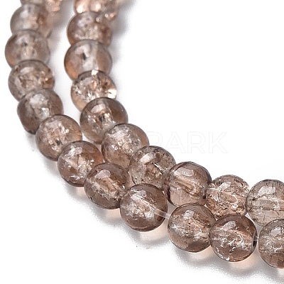 1 Strand Transparent Crackle Glass Round Beads Strands X-CCG-Q001-4mm-07-1