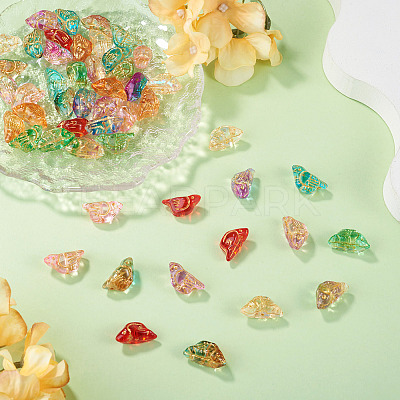 50Pcs 10 Colors Baking Paint and Golden Metal Enlaced Glass Beads DGLA-TA0001-64-1