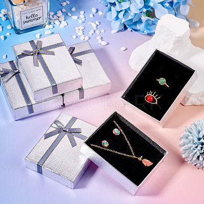 Rectangle Paper Jewelry Set Storage Boxes with Bowknot X1-CON-TAC0014-04G-1