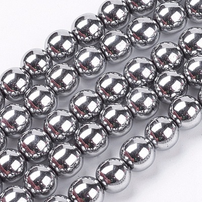 Non-Magnetic Synthetic Hematite Beads Strands X-G-S096-8mm-3-1