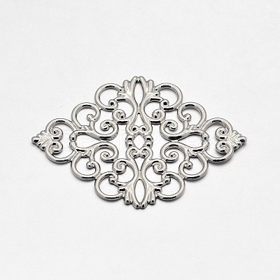Brass Rhombus Filigree Findings KK-L056-02P-1