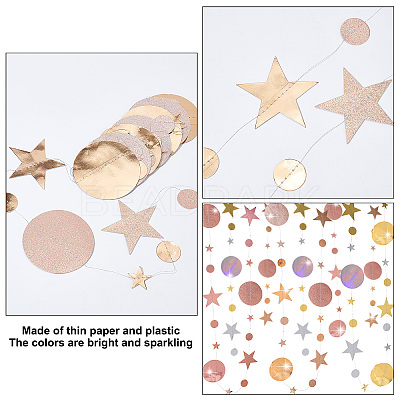 3Pcs 3 Style Paper Glitter Circle Star Garland HJEW-PH0001-50-1