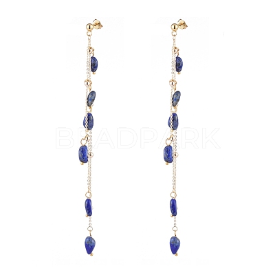 Natural Gemstone Dangle Stud Earring EJEW-JE04122-1