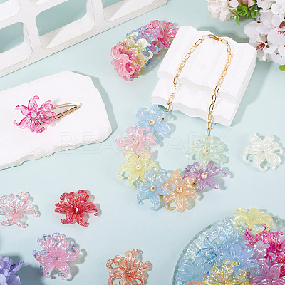 50Pcs 2 Styles Acrylic Bead Caps OACR-TA0004-84-1