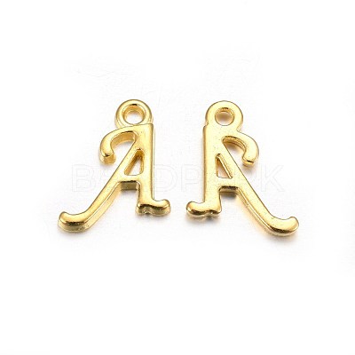 Golden Plated Alloy Letter Pendants PALLOY-J718-01G-A-1