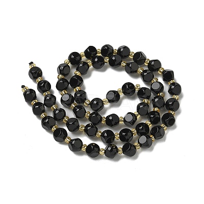 Natural Black Onyx(Dyed & Heated) Beads Strands G-K387-A03-01-1