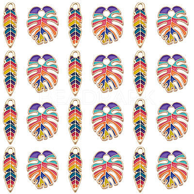 24Pcs 2 Style Alloy Enamel Pendants ENAM-SC0003-90-1