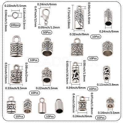 80Pcs 8 Styles Tibetan Style Alloy Cord End FIND-SC0020-98A-1