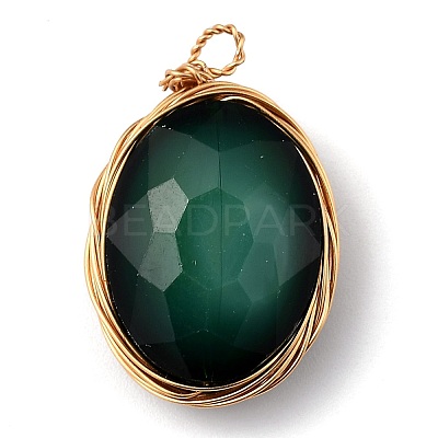 Pearl Luster Plated Glass Pendants PALLOY-JF00466-M-1