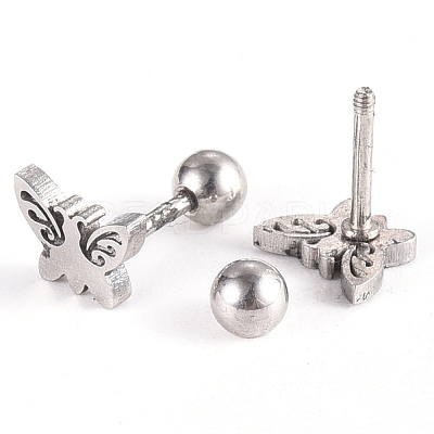 Tarnish Resistant 201 Stainless Steel Barbell Cartilage Earrings EJEW-R147-20-1