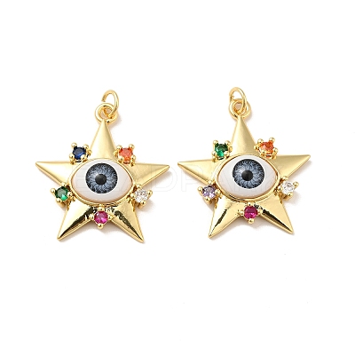 Brass Micro Pave Colorful Cubic Zirconia Pendants ZIRC-E006-05G-04-1