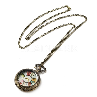 Alloy Glass Pendant Pocket Necklace WACH-S002-02AB-1