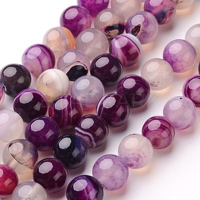 Natural Striped Agate/Banded Agate Beads Strands X-G-D845-01A-8mm-1