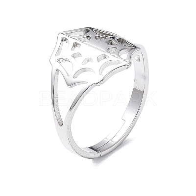 Non-Tarnish 304 Stainless Steel Spider Web Adjustable Rings for Women RJEW-I097-07P-1