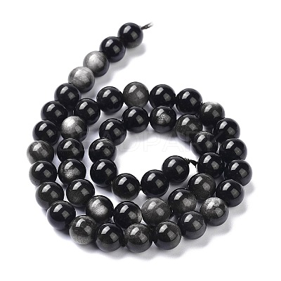 Natural Silver Obsidian Beads Strands X-G-D083-01B-1