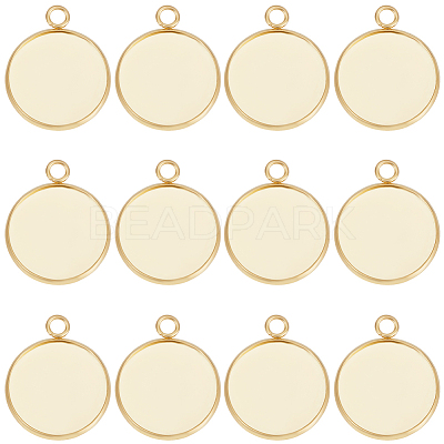 40Pcs 304 Stainless Steel Pendant Cabochon Settings STAS-BBC0006-24B-G-1