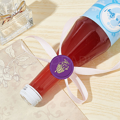 Brass Wax Seal Stamps with Wood Handle AJEW-WH0412-0185-1