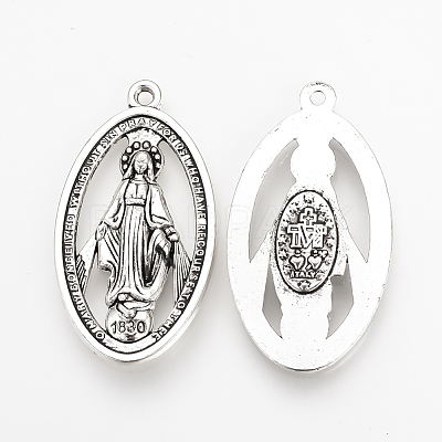 Tibetan Style Alloy Pendants X-TIBEP-Q078-38AS-RS-1