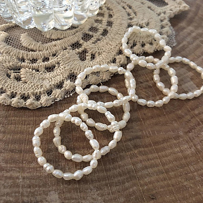 Natural Freshwater Pearl Beaded Stretch Rings for Women FS-WGC033C-02-1