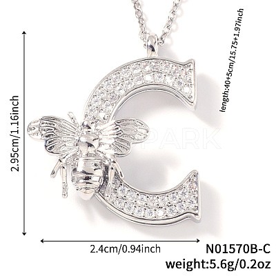 Brass Micro Pave Clear Cubic Zirconia Pendant Necklaces FS-WG7BC7F-03-1