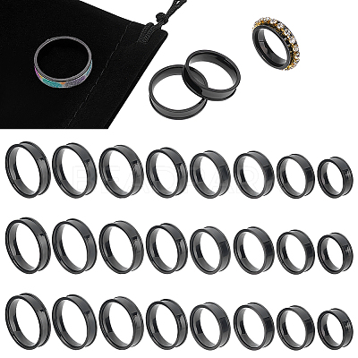 24Pcs 8 Size 201 Stainless Steel Grooved Finger Ring Settings STAS-UN0041-46EB-1