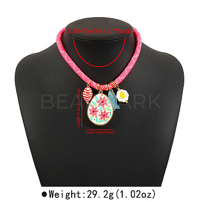 Chinese Style Alloy & Resin Flower Pendant Round Nylon Cord Necklaces FS-WG46599-01-1