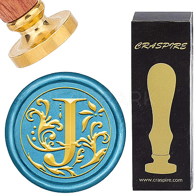 Brass Wax Seal Stamps with Wood Handle AJEW-WH0412-0243-1